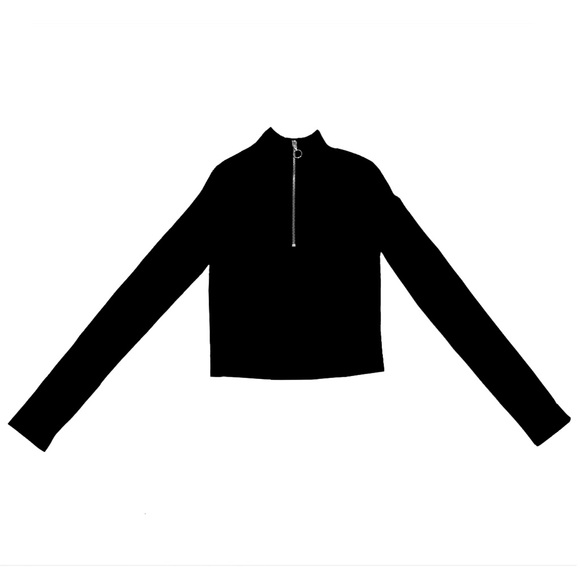 ReVamped Ribbed Half-Zip Long Sleeve Turtle Neck Black - Picture 1 of 8